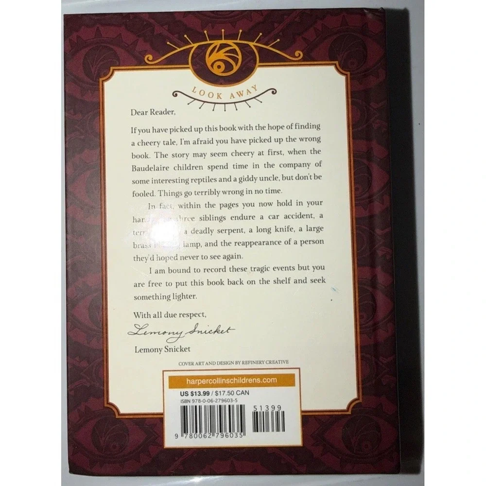 A Series of Unfortunate Events by Lemony Snicket 1-4 Hardcover Books